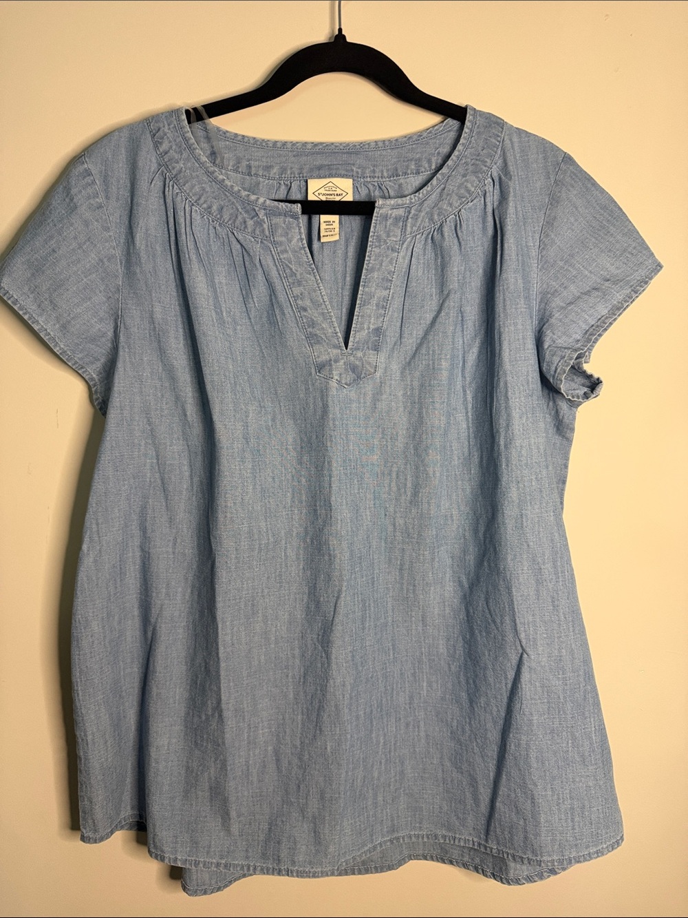 St. John's Bay Light Blue Denim-Look Tunic Top
